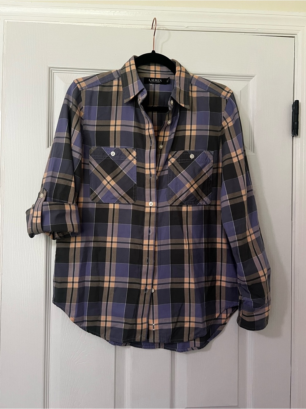 Lauren Ralph Lauren Women’s Plaid Cotton Long Sleeve Button-Up Shirt Size S